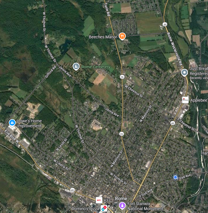 Rome Service Area Map